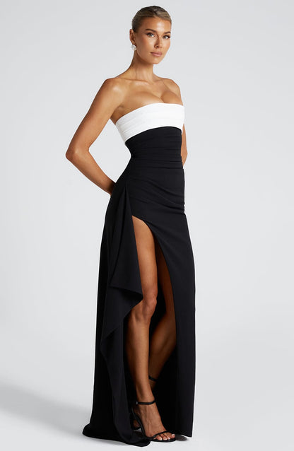 Robe longue Zafira - Noir/Blanc