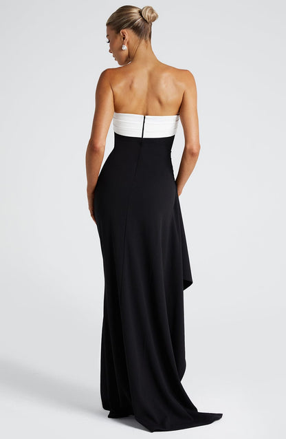 Robe longue Zafira - Noir/Blanc