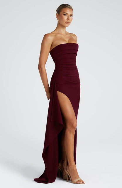 Robe longue Zafira - Laque cerise